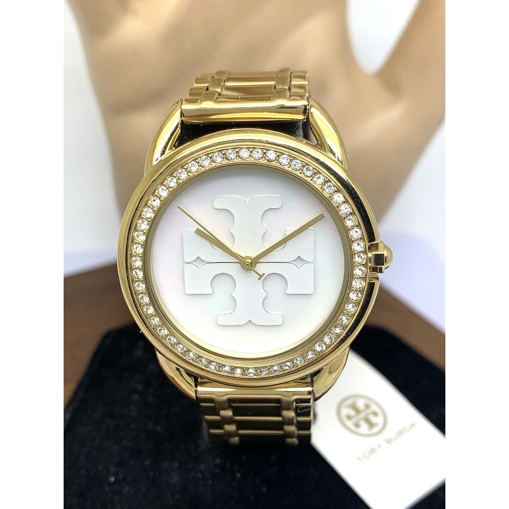 Tory Burch Women's Watch Tbw7230 Miller Quartz Mother Of Pearl Dial Gold Steel